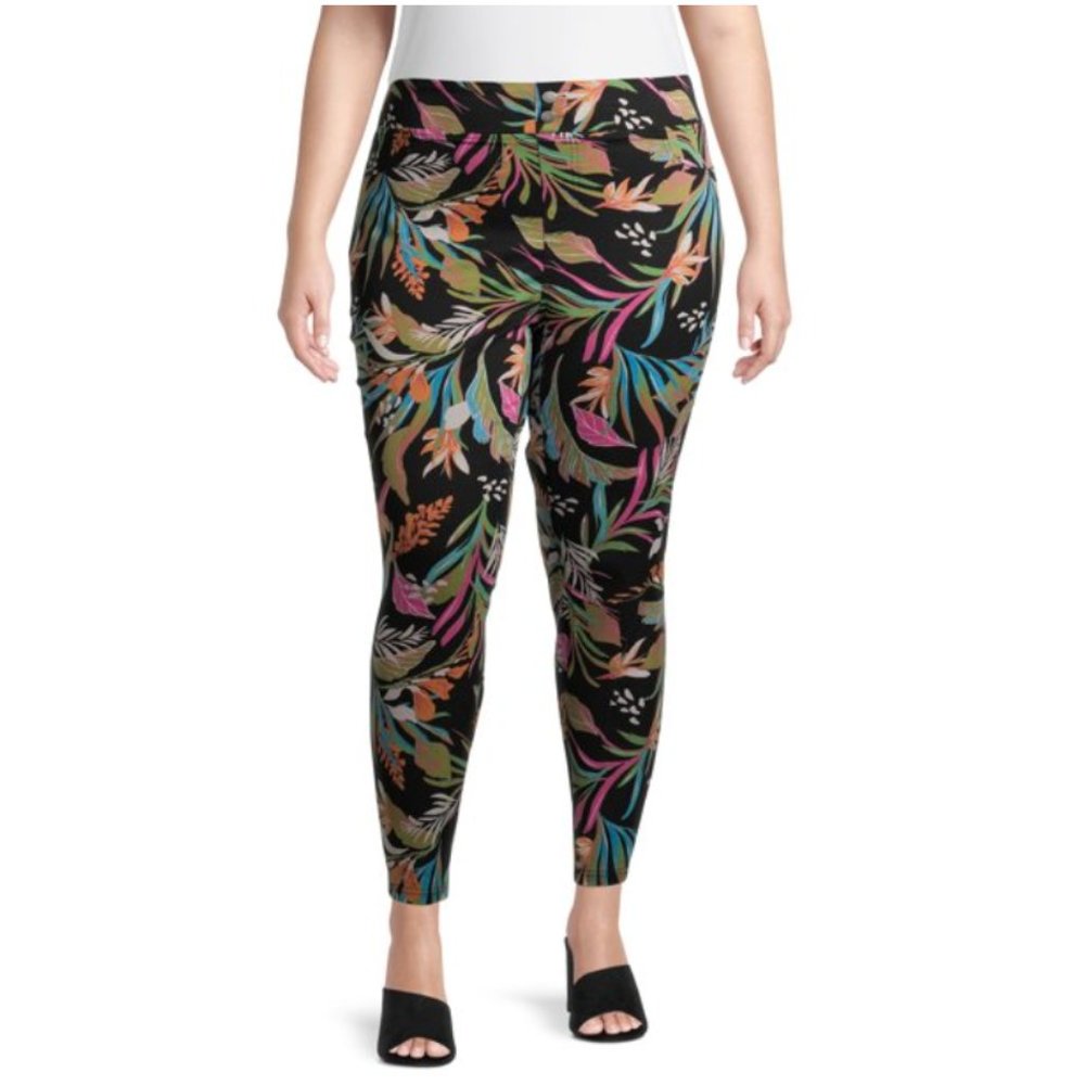 Terra & Sky Women's Plus Size Tropical Jeggings